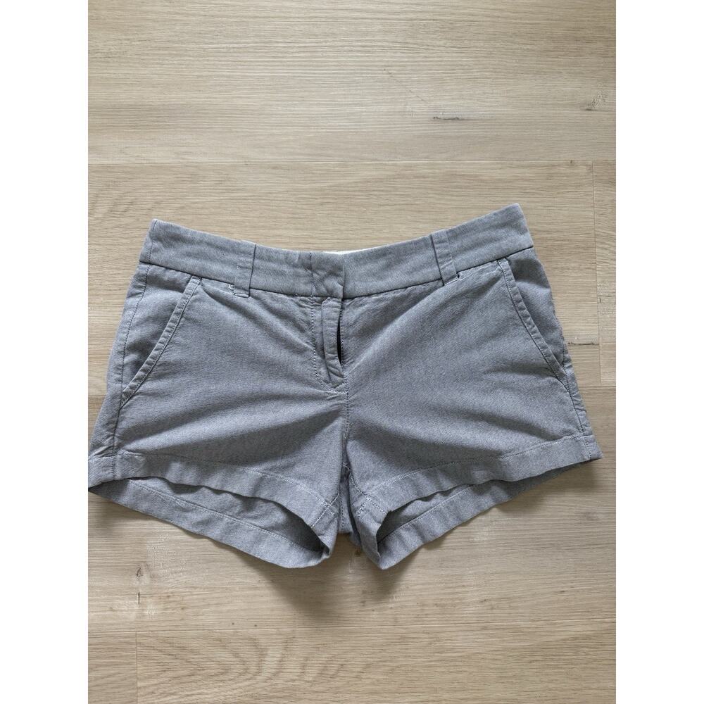 J.Crew Factory Shorts Womens 0 Gray Chino 100% Cotton Flat Front Casual Summer